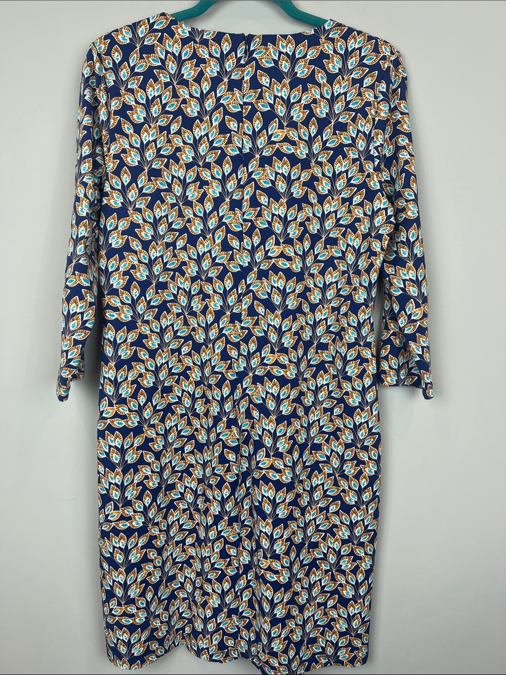 J. McLaughlin Catalina Cloth Sophia Peacock Feather Dress Size Large Navy - Picture 10 of 11